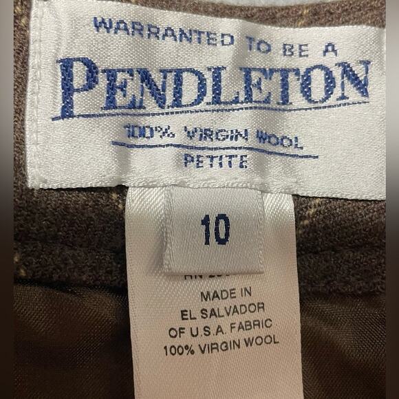 Vintage Pendleton Wool Trousers Womens 10P High Rise Brown Pinstriped Casual - Picture 9 of 9